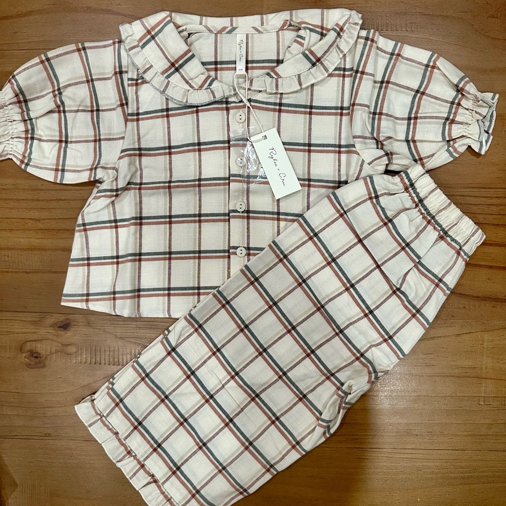 Rylee + Cru Plaid Ruffle Pajama Set - Christmas plaid